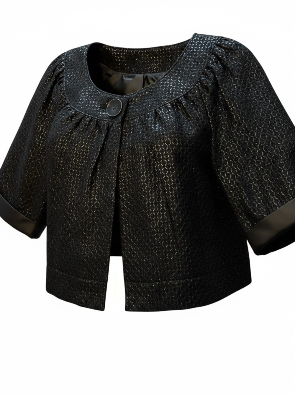 Metallic Bolero with Large Single Button Front